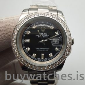 Rolex Day-Date 218349 Herren 41 mm Schwarz mit Diamanten Automatikuhr