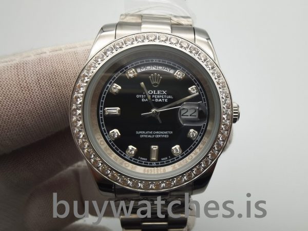Rolex Day-Date 218349 Herren 41 mm Schwarz mit Diamanten Automatikuhr