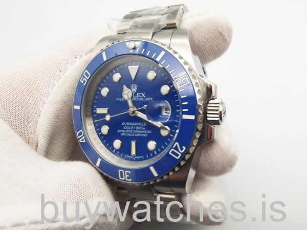 Rolex Submariner 116619 Weiß 40mm Gold Automatik Herren Blau W Uhr