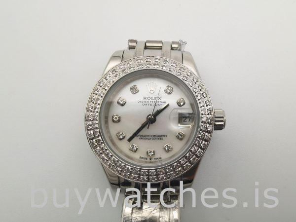 Rolex Datejust 81339 Weißes Zifferblatt 34mm Damen 31 Juwelen Automatikuhr