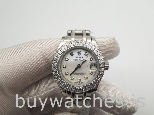 Rolex Datejust 81339 Weißes Zifferblatt 34mm Damen 31 Juwelen Automatikuhr