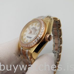 Rolex Datejust 80299 Damen 18 Karat Gold Automatik 29mm Weiß Zifferblatt Uhr