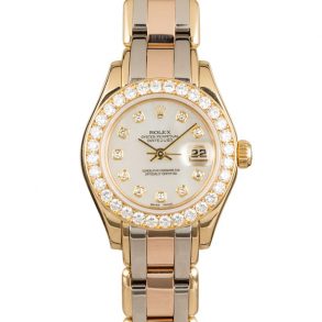 Rolex Datejust 80299 Damen 18 Karat Gold Automatik 29mm Weiß Zifferblatt Uhr