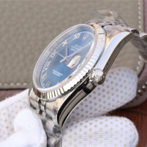 Rolex Datejust 116234 Replica Blaues Zifferblatt 36mm Silberne Damenuhr